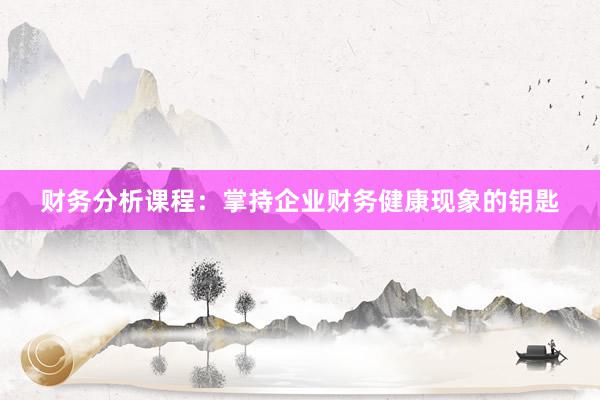 财务分析课程：掌持企业财务健康现象的钥匙